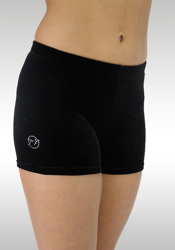 Legging kurz Turnlegging schwarz glatt Stretch Samt K756zw